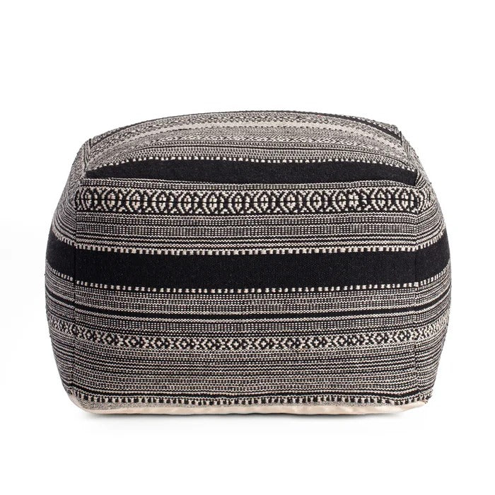 Poufs: 22'' Wide Square Striped Pouf Ottoman
