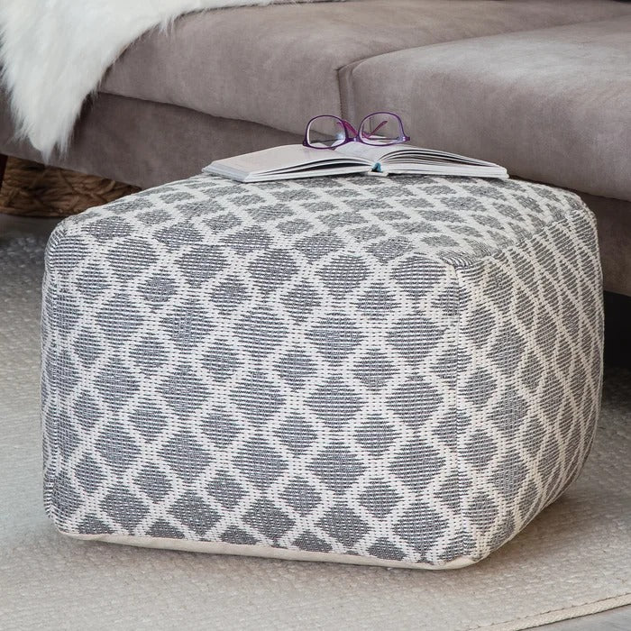 Poufs: 22'' Wide Tufted Square Geometric Pouf Ottoman