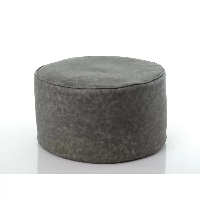 Poufs: 23'' Wide Faux Leatherette Round Pouf Ottoman