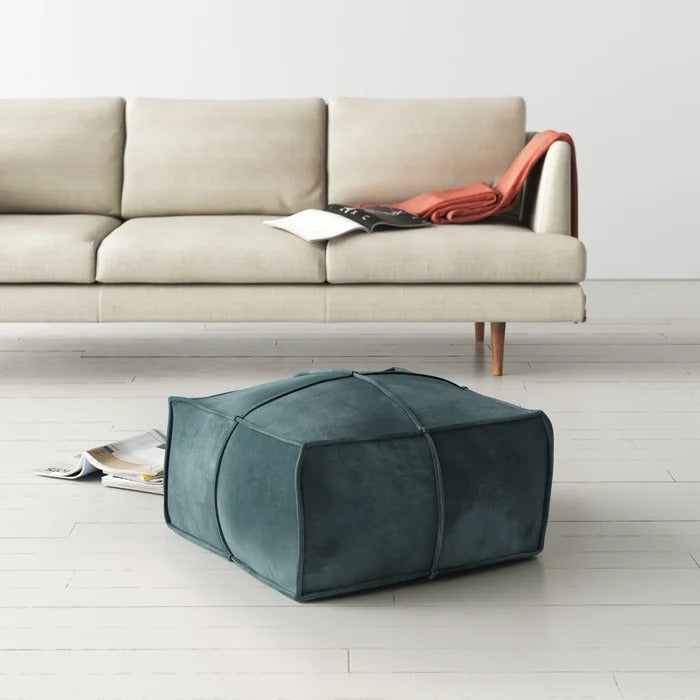 Poufs: 24'' Wide Velvet Square Pouf Ottoman