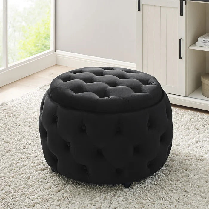 Poufs: 28" Wide Velvet Tufted Round Pouf