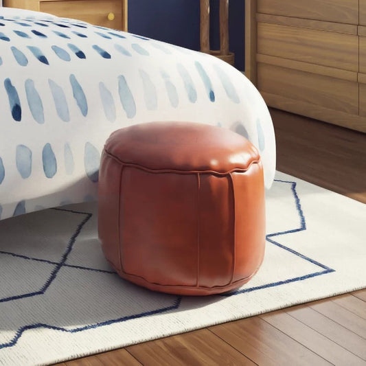 Poufs: 8'' Wide Leatherette Round Pouf Ottoman