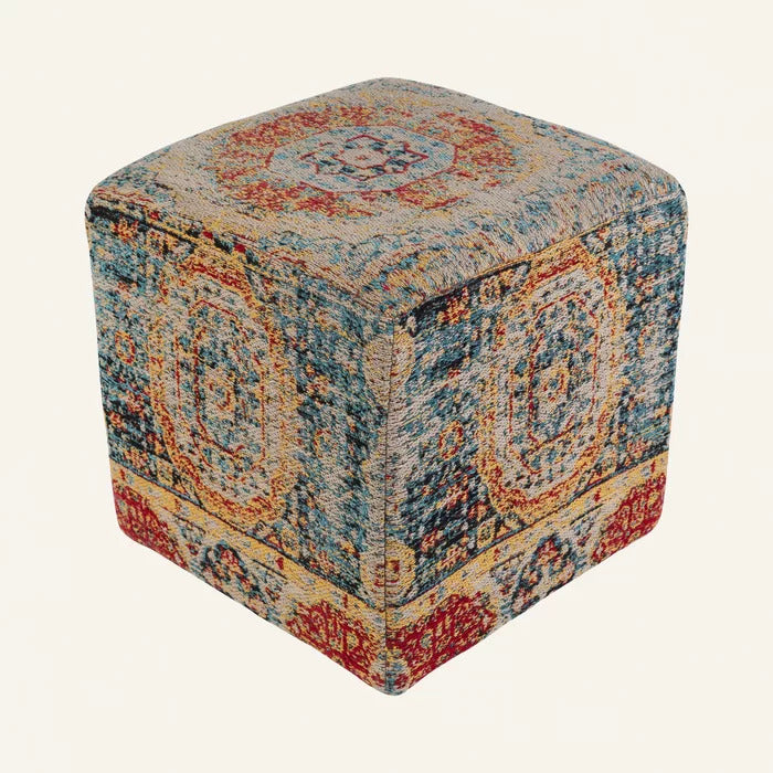 Poufs: 18" Wide Square Abstract Pouf