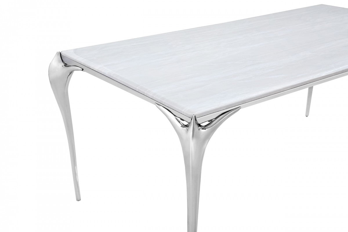 Premium Dining Table Constance Modern Faux Marble & Stainless Steel Dining Table