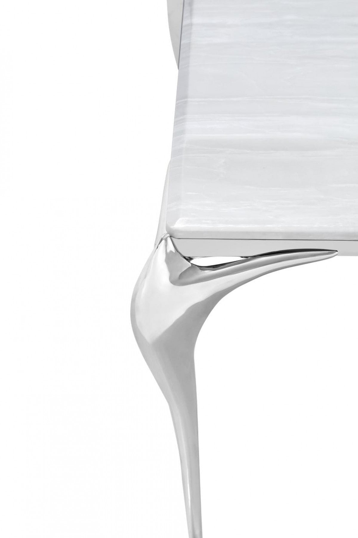 Premium Dining Table Constance Modern Faux Marble & Stainless Steel Dining Table