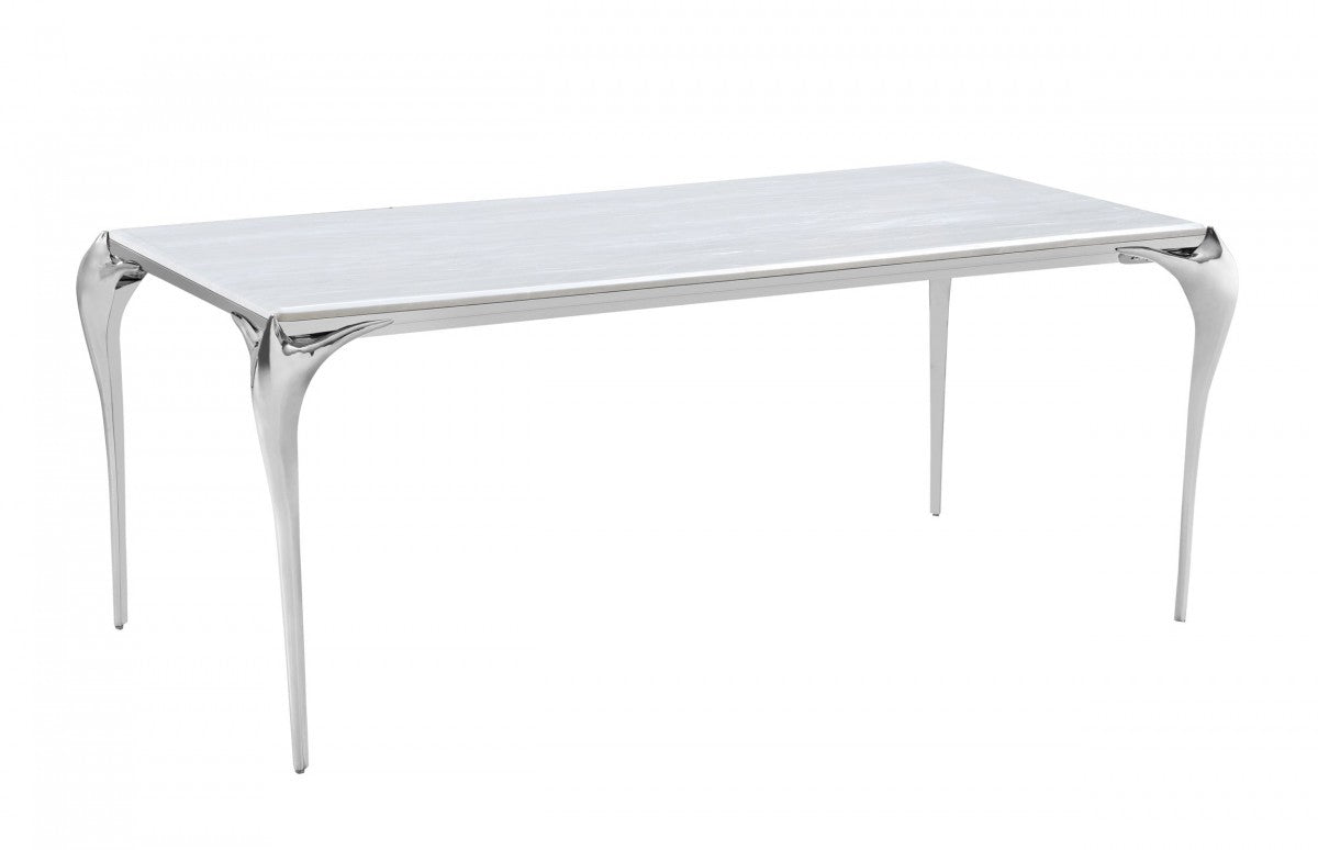 Premium Dining Table Constance Modern Faux Marble & Stainless Steel Dining Table