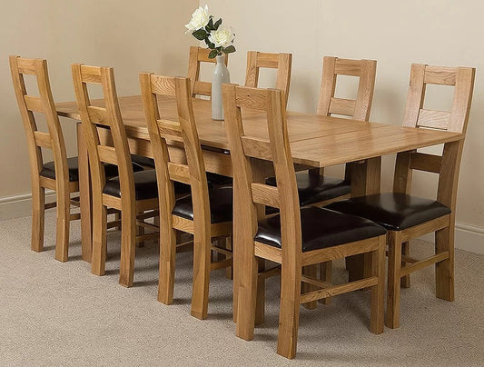 8 Seater Dining Set: Premium & Extendable Solid Oak Dining Set