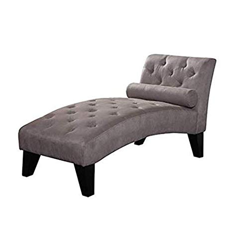 Chaise Lounge: Contemporary Chaise Lounge Chair - Indoor Living Room Microfiber Lounger - Tufted Back and Seat