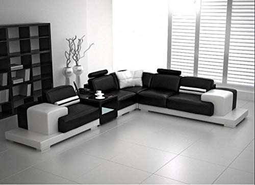 Quality Assure Furniture Luxury Modern Forrey L Leatherette Sofa Lounge Set (Standard Size, Red and White)