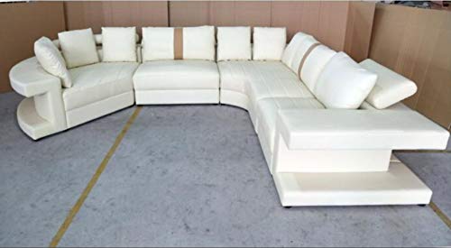 L Shape Sofa Set:- Modern Corner Leatherette Sofa Set (Off White)