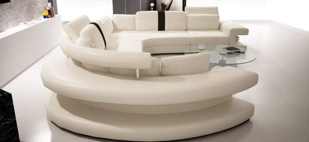 L Shape Sofa Set:- Modern Corner Leatherette Sofa Set (Off White)