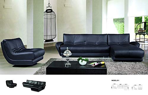 L Shape Sofa Set:- Luxury Elegant Corner Leatherette Sofa set (Black)