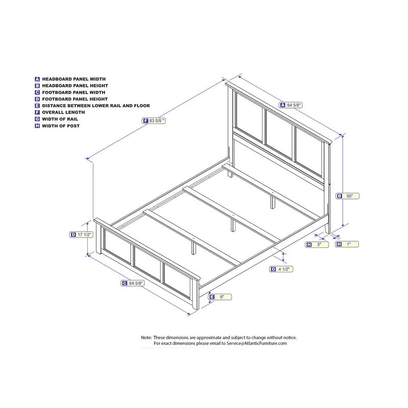 Queen Size Bed : Extra-Long Twin Solid Wood Standard Bed