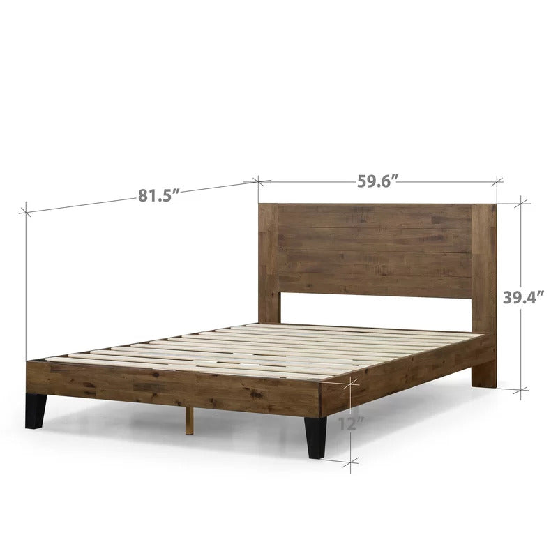 Queen Size Bed : Jen Solid Wood Platform Bed