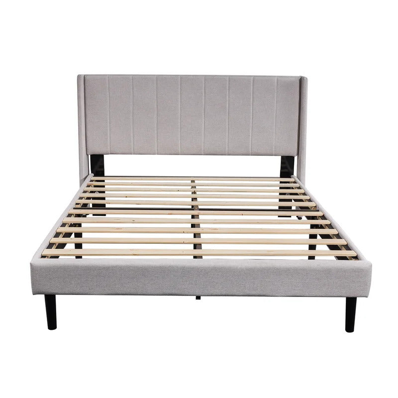 Queen Size Bed : Rock Upholstered Platform Bed