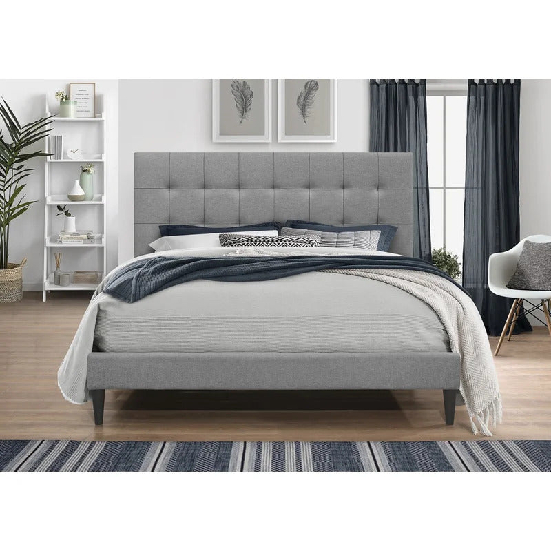 Queen Size Bed : Tufted Upholstered Platform Bed