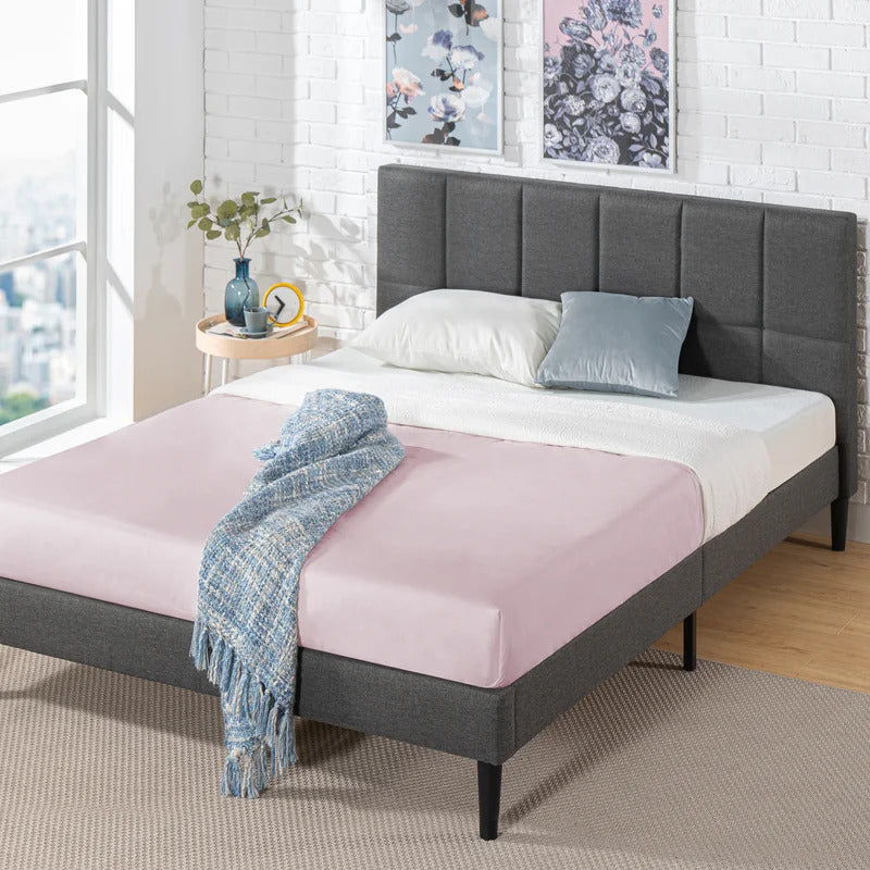 Queen Size Bed : Tufted Upholstered Platform Bed