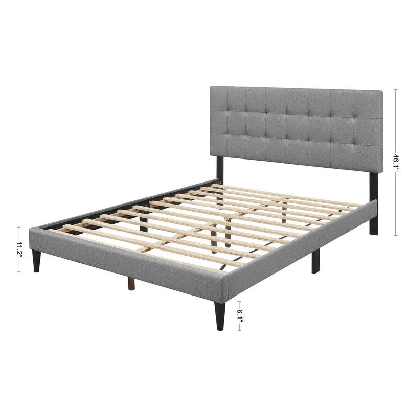 Queen Size Bed : Tufted Upholstered Platform Bed