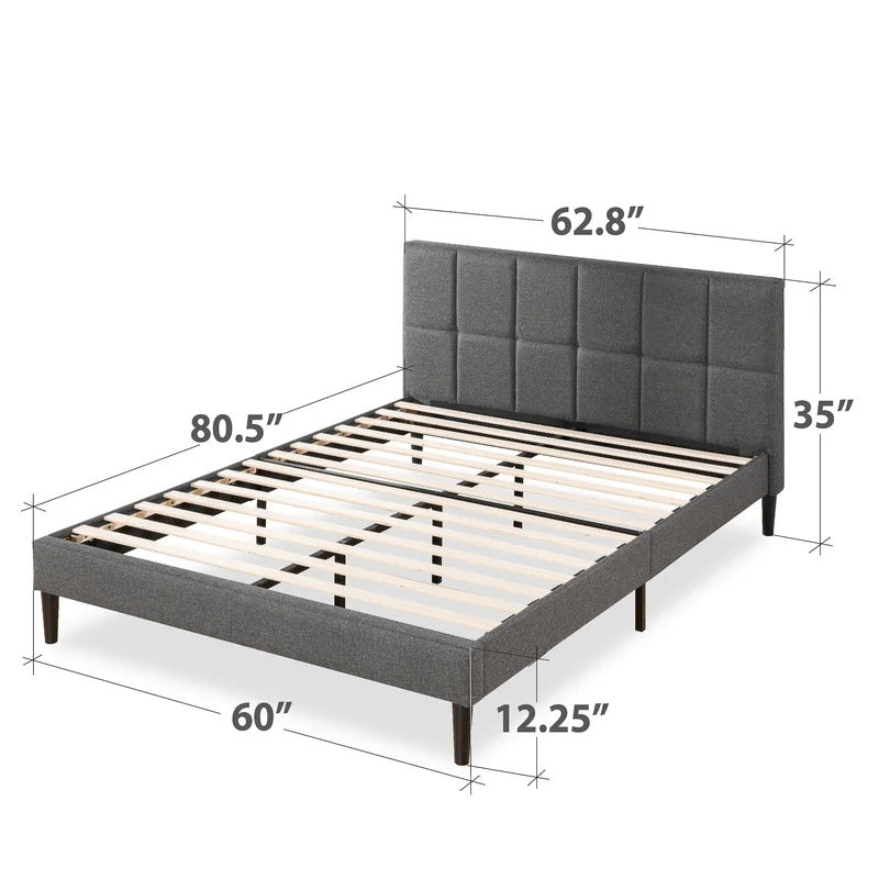 Queen Size Bed : Tufted Upholstered Platform Bed