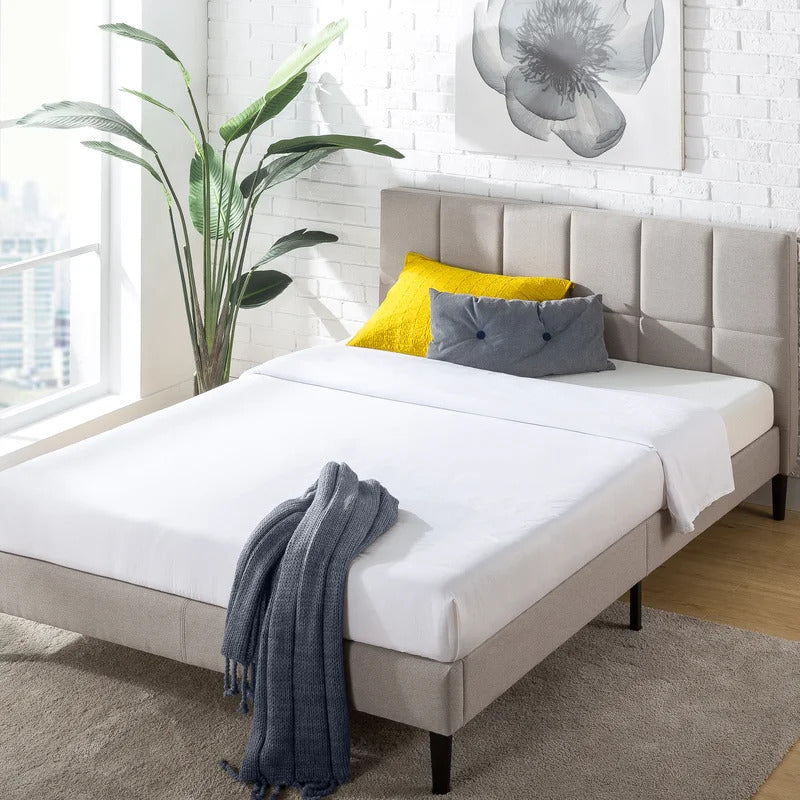 Queen Size Bed : Tufted Upholstered Platform Bed