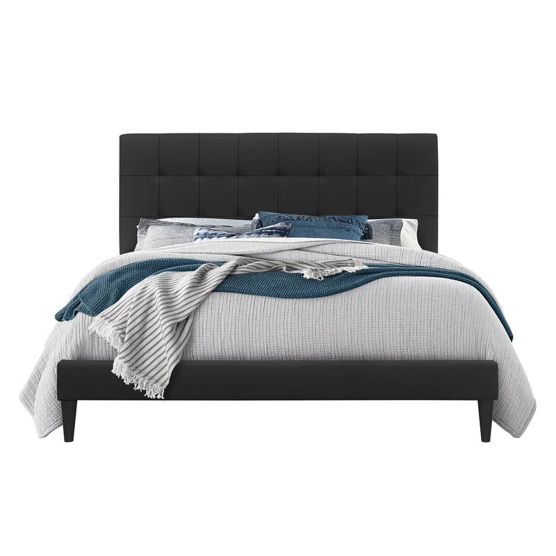Queen Size Bed : Tufted Upholstered Platform Bed