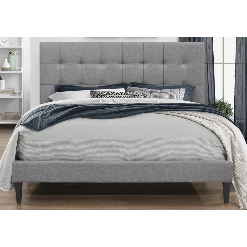 Queen Size Bed : Tufted Upholstered Platform Bed