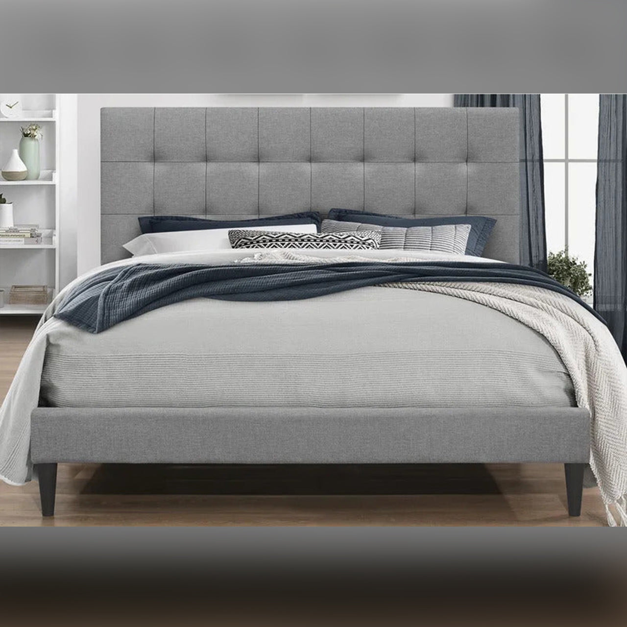 Queen Size Bed Tufted Upholstered Platform Bed