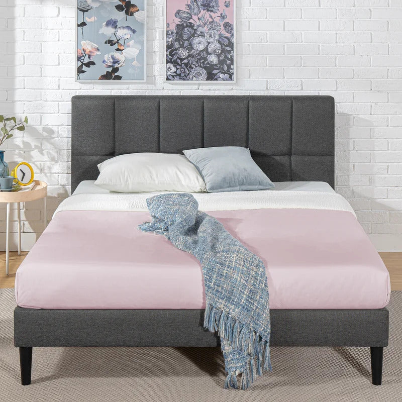 Queen Size Bed : Tufted Upholstered Platform Bed