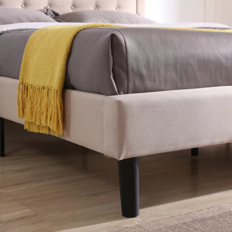 Queen Size Bed : Tufted Upholstered Profile Platform Bed