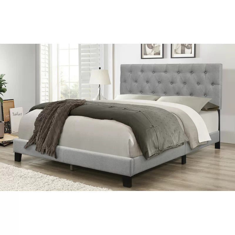 Queen Size Bed : Tufted Upholstered Standard Bed