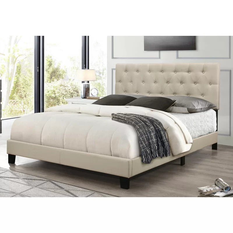 Queen Size Bed : Tufted Upholstered Standard Bed