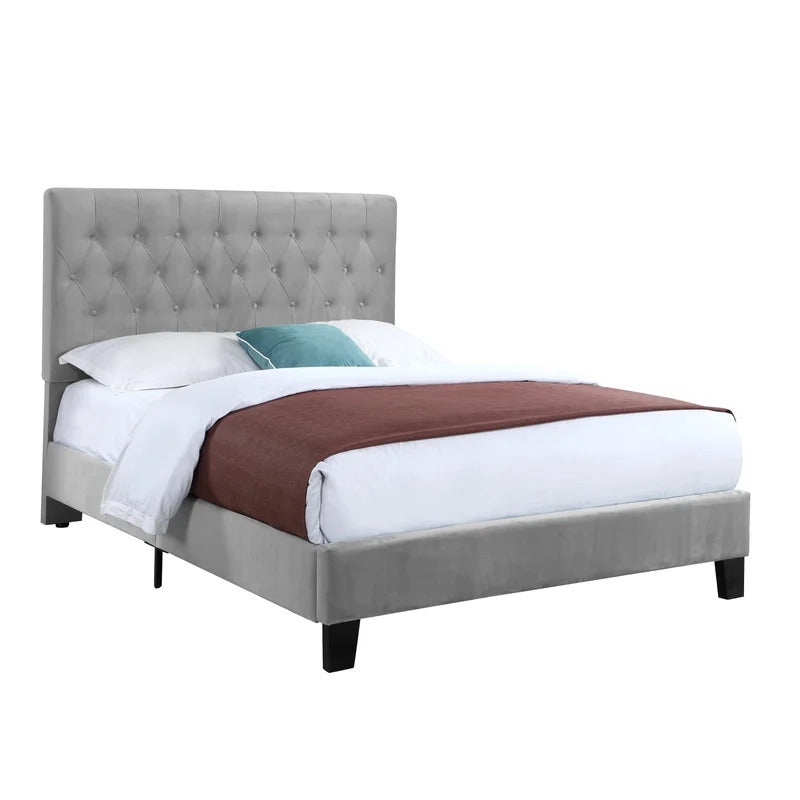 Queen Size Bed : Tufted Upholstered Standard Bed