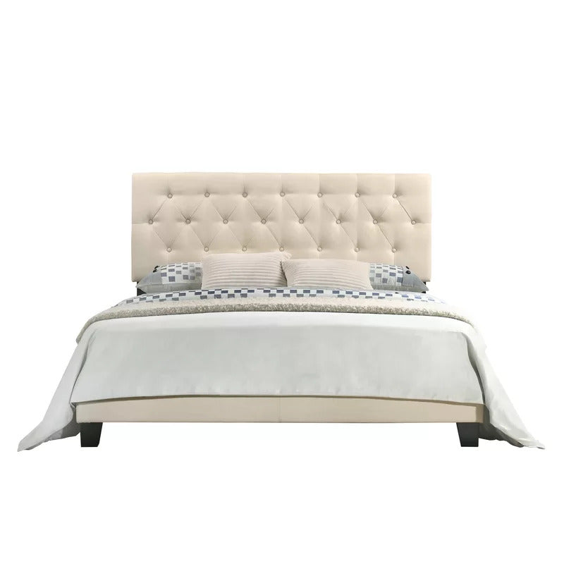 Queen Size Bed : Tufted Upholstered Standard Bed