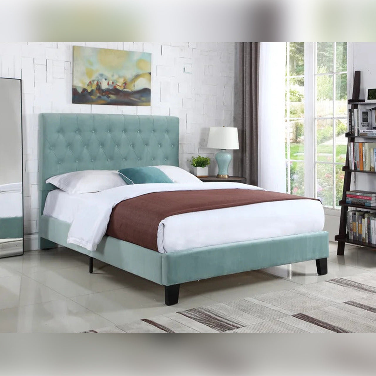 Queen Size Bed Tufted Upholstered Standard Bed