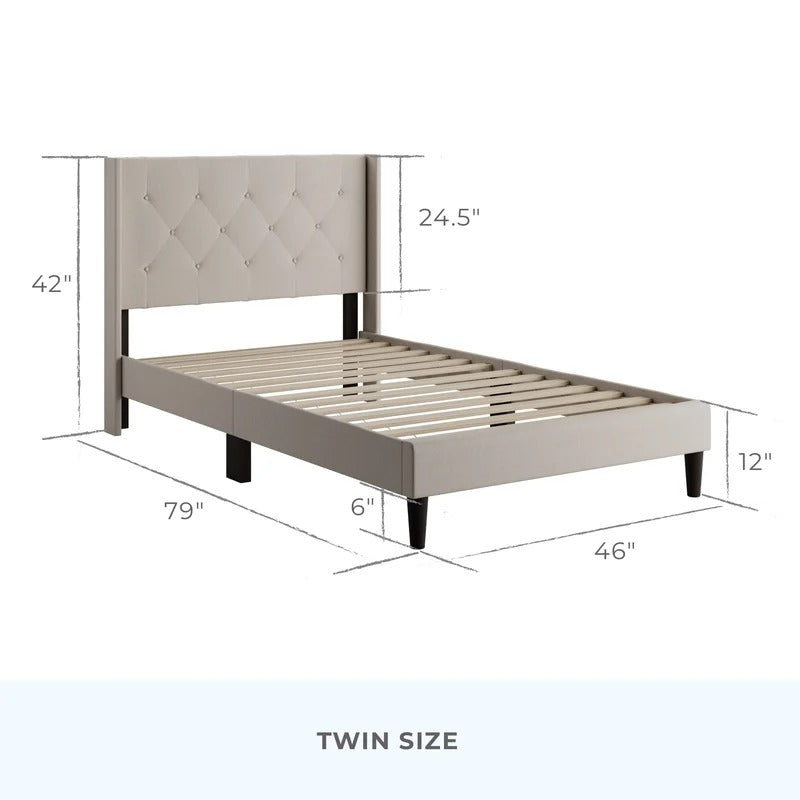 Queen Size Bed Tufted Upholstered Standard Bed