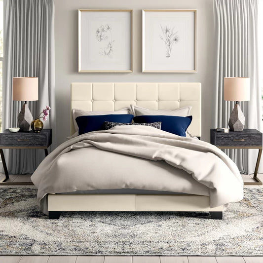 Queen Size Bed : Tufted Upholstered Standard Bed