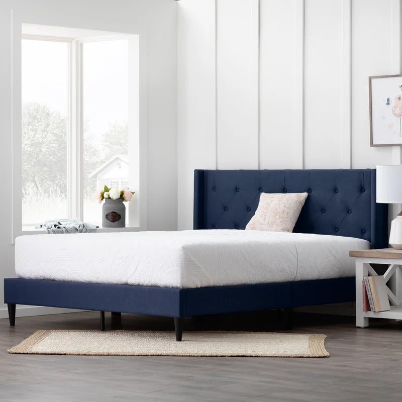 Queen Size Bed : Tufted Upholstered e Platform Bed