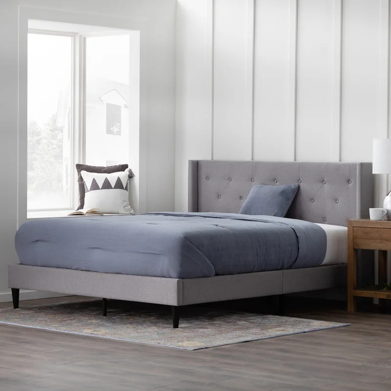 Queen Size Bed : Tufted Upholstered e Platform Bed