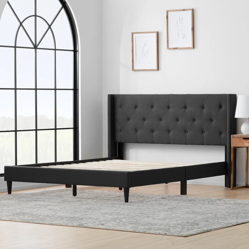 Queen Size Bed : Tufted Upholstered e Platform Bed