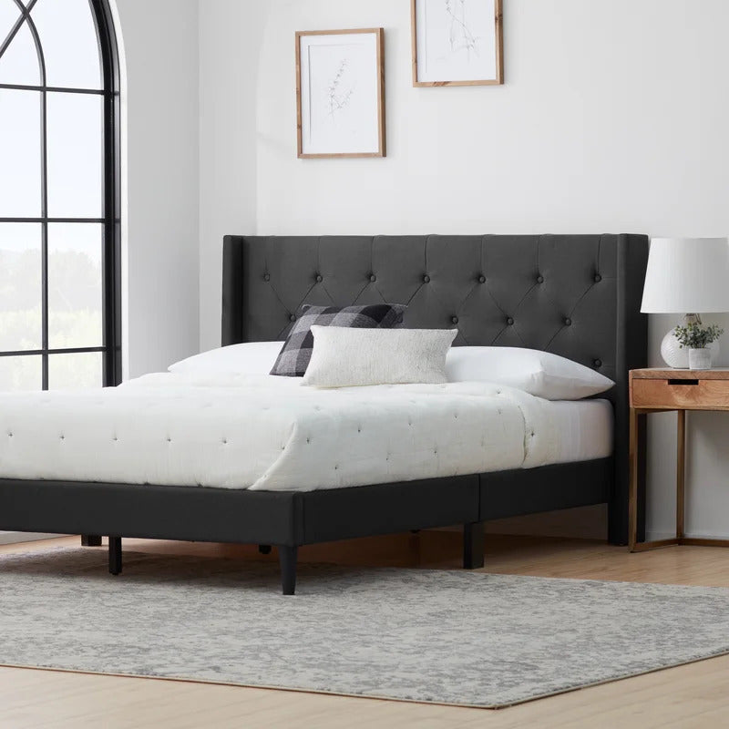 Queen Size Bed : Tufted Upholstered e Platform Bed