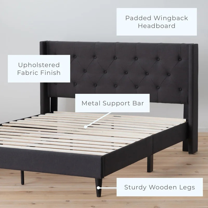 Queen Size Bed : Tufted Upholstered e Platform Bed