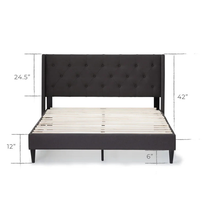 Queen Size Bed : Tufted Upholstered e Platform Bed