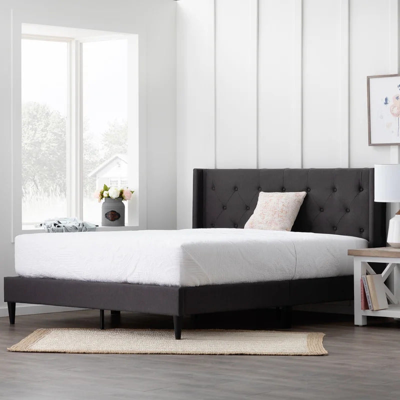 Queen Size Bed : Tufted Upholstered e Platform Bed
