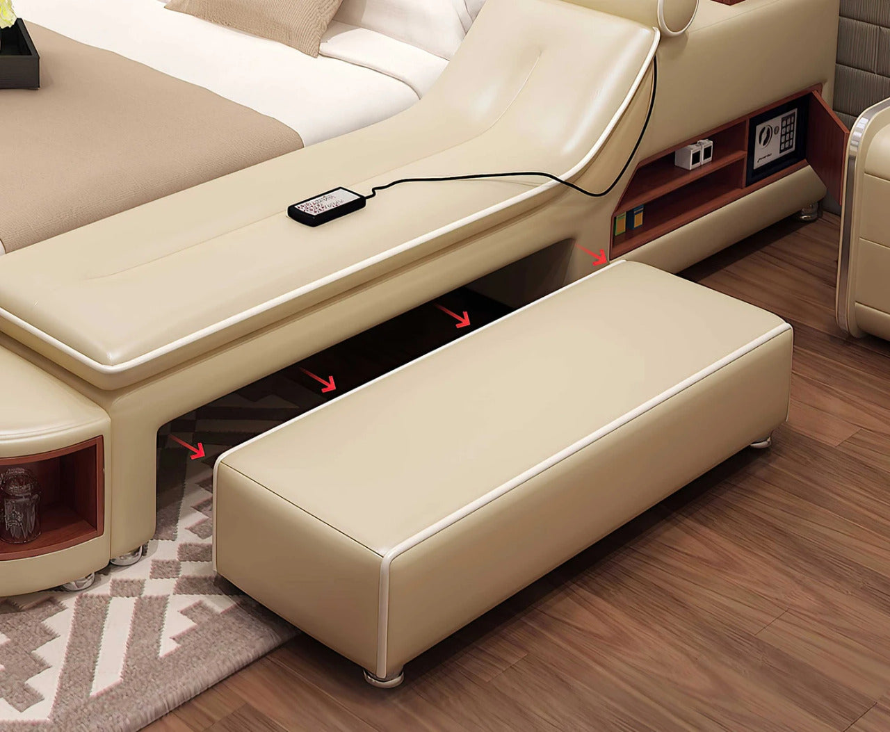 Queen Size: Beige Queen Size Smart Bed with Bluetooth Speakers