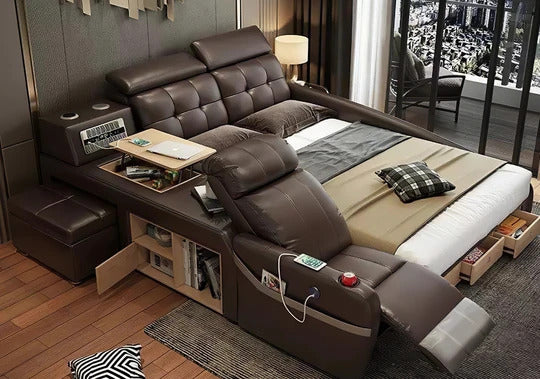 Queen Size: Black Multi-functional Queen Size Smart Bed
