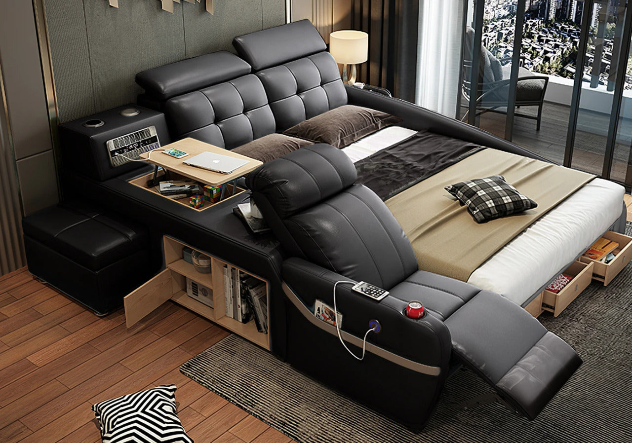Queen Size: Black Multi-functional Queen Size Smart Bed