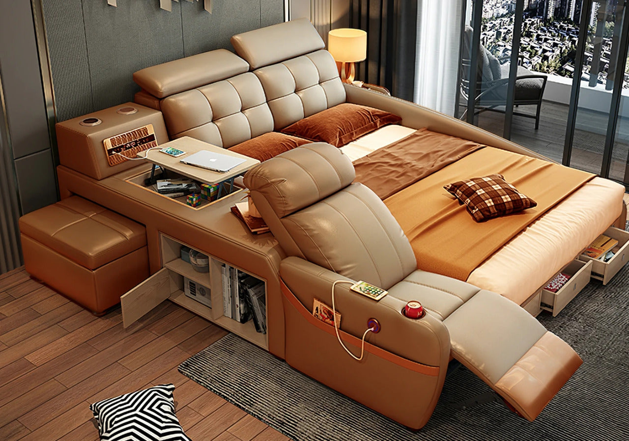 Queen Size: Black Multi-functional Queen Size Smart Bed