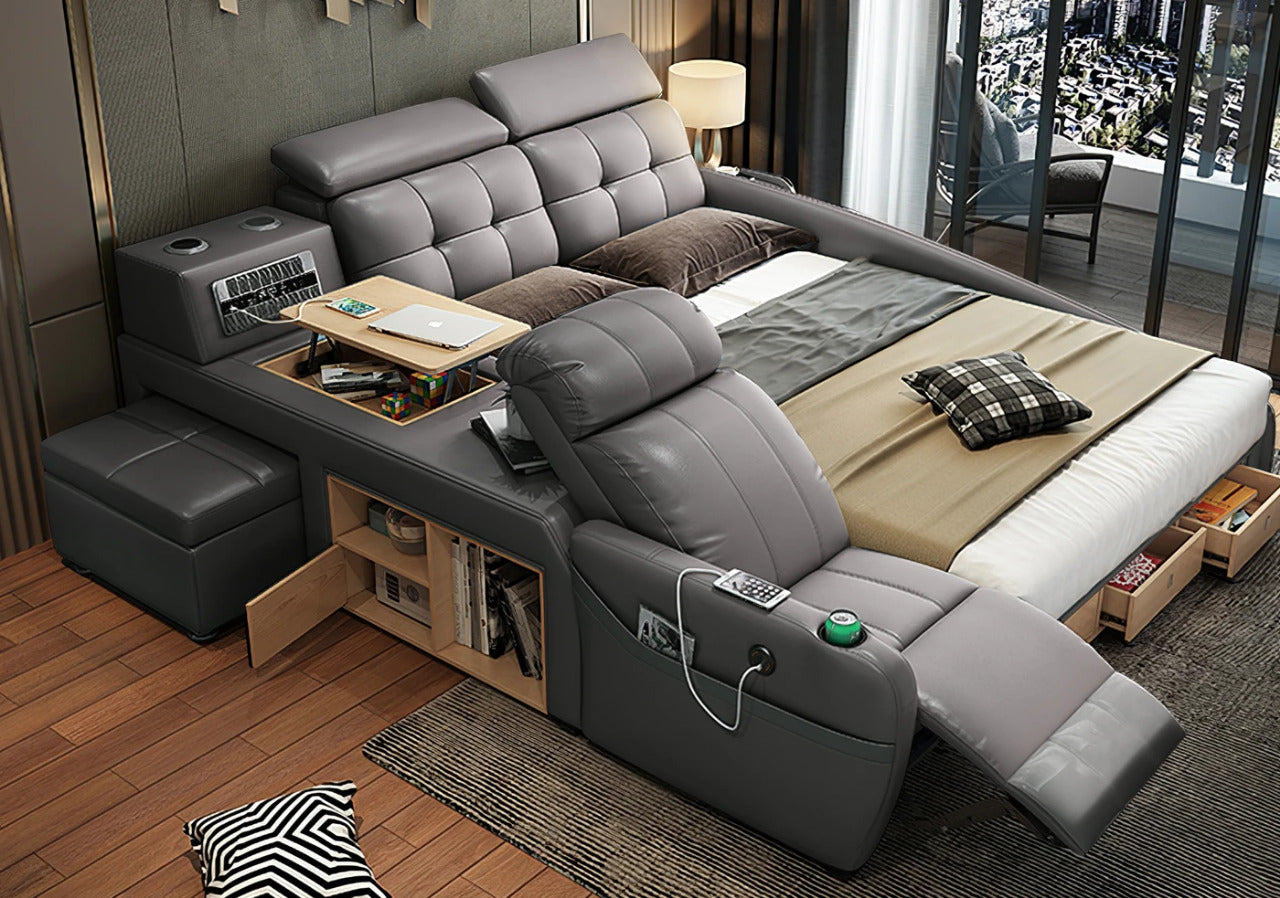 Queen Size: Black Multi-functional Queen Size Smart Bed