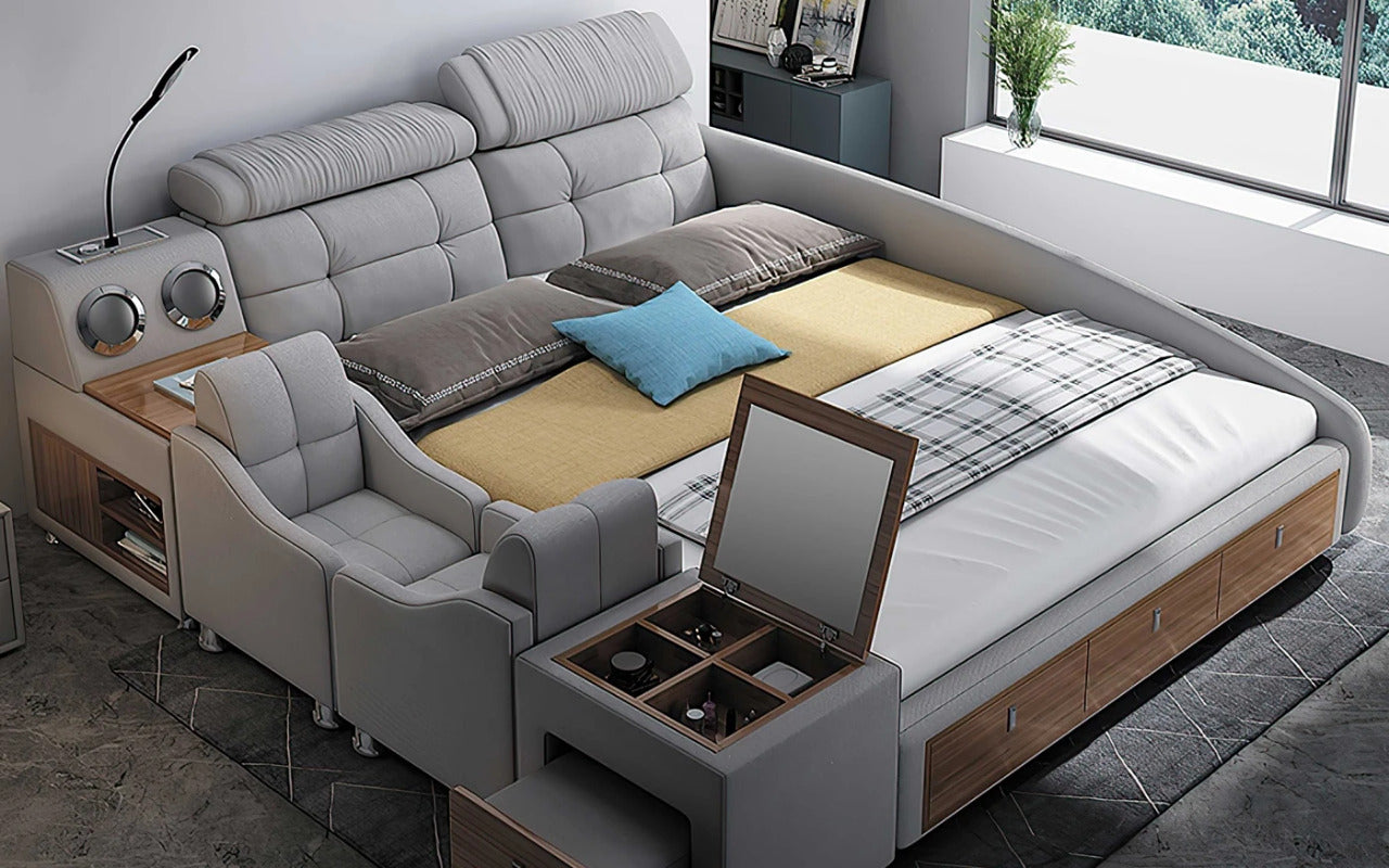 Queen Size: Grey Queen Size Smart Bed