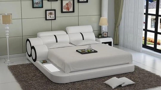 Queen Size : Leatherette Bed With Adjust Headrest
